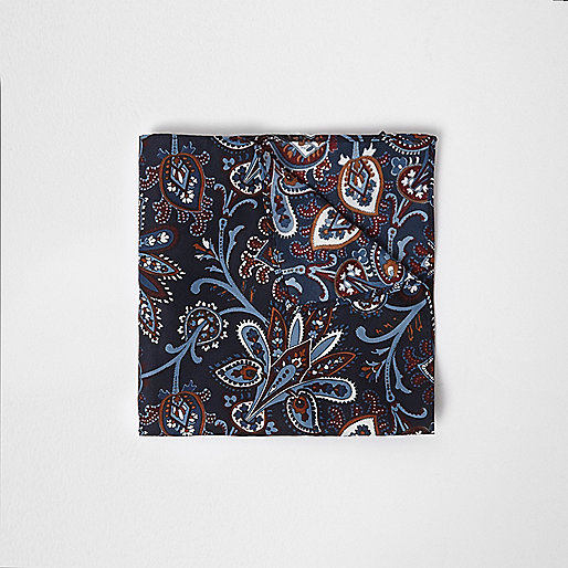 jacques-vertuk Navy paisley pocket square 303461 men Accessories Pocket Squares