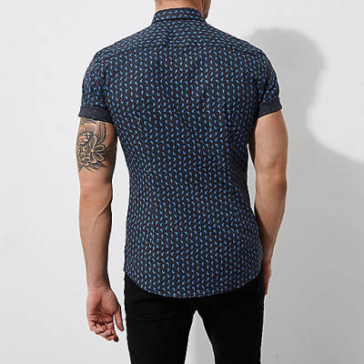 river island black friday deals,jacques-vertuk Dress Pink Navy paisley print muscle fit shirt Shirts Sale men