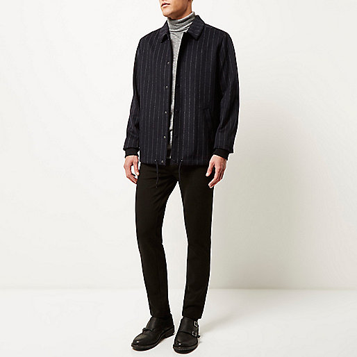 plus size river island sale,jacques-vertuk Stores Navy pinstripe wool-blend coach jacket men 289276