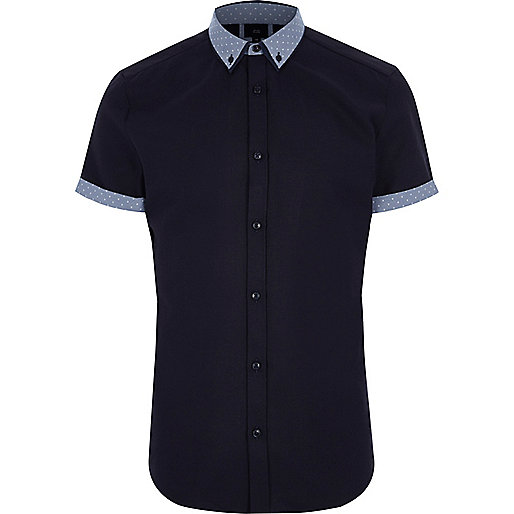 plus size river island sale,jacques-vertuk Uk Online Shopping Navy polka dot collar short sleeve shirt Short Sleeve Shirts Shirts men