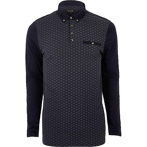 jacques-vertuk Navy print polo shirt 298724 men Polo Shirts