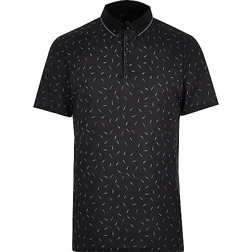 jacques-vertuk Navy print slim fit polo shirt 302006 men Polo Shirts