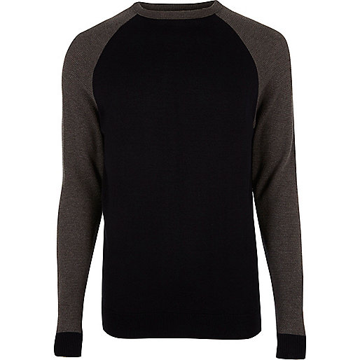 river island fleece jacket,jacques-vertuk Black Top Navy raglan sleeve sweater Sweaters / Cardigans Sale men