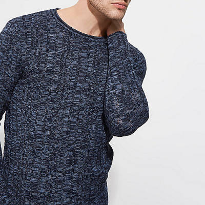 river island sale plus size,jacques-vertuk South Africa Navy rib knit muscle fit crew neck sweater men 303204