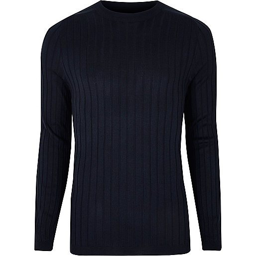 white river island boots,Ladies Dresses jacques-vertuk Navy rib knit muscle fit sweater Sweaters Sweaters / Cardigans men