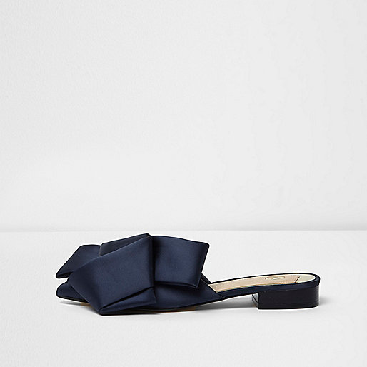 next river island shoes,jacques-vertuk Online Shopping Uk Navy satin oversized flat bow backless loafer Shoes Shoes / Boots women