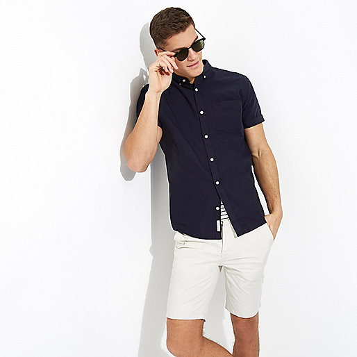 jacques-vertuk Navy short sleeve casual Oxford shirt 292744 men Shirts Short Sleeve Shirts