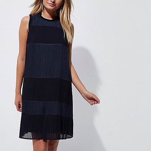 10 sale river island,jacques-vertuk London Navy sleeveless pleated swing dress women 702892