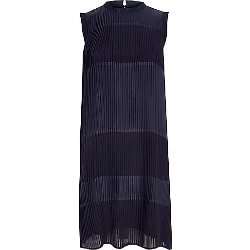 jacques-vertuk Navy sleeveless pleated swing dress 702892 women Dresses Swing Dresses