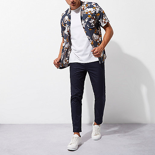 river island longline t shirt,jacques-vertuk Shop Navy slim fit ankle grazer chino pants Chinos Pants men