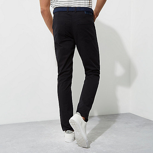 river island wide leg jeans,Outfit jacques-vertuk Navy slim fit belted chino pants Pants Sale men