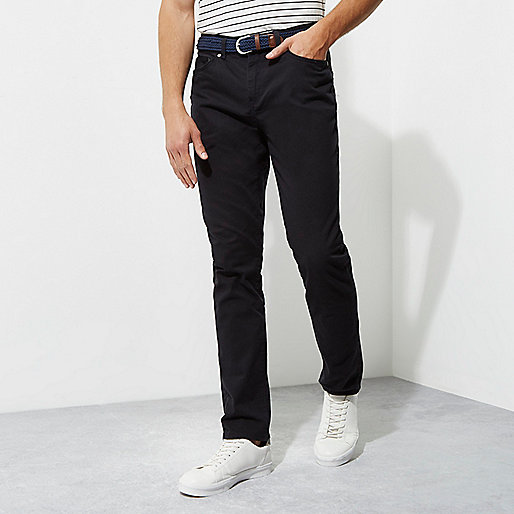 river island wide leg jeans,Outfit jacques-vertuk Navy slim fit belted chino pants Pants Sale men