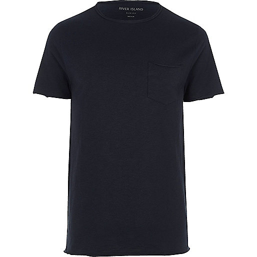 jacques-vertuk Navy slim fit raw cut pocket T-shirt 301151 men T-Shirts / Vests T-shirts