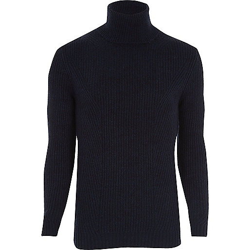 jacques-vertuk Navy smart textured roll neck sweater 298220 men Jumpers / Cardigans