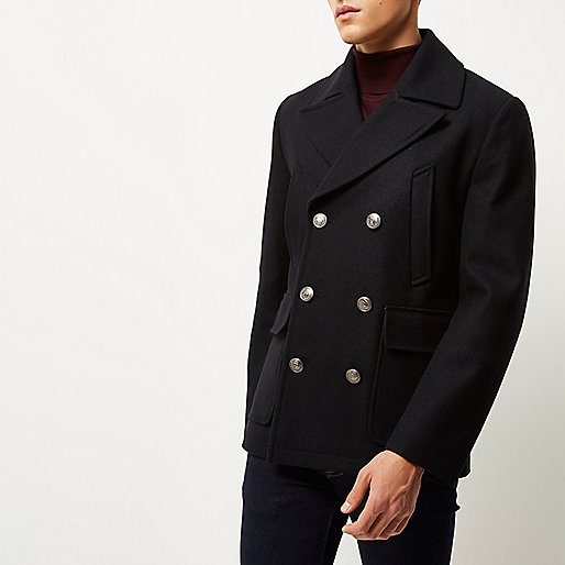 river island black quilted bag,jacques-vertuk Online Navy smart wool blend peacoat men 295134