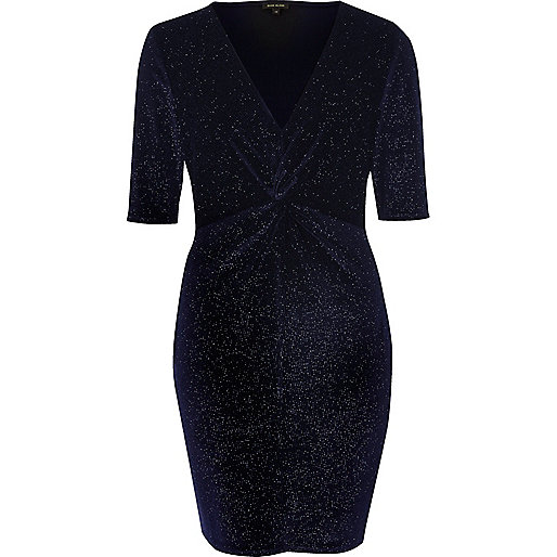 jacques-vertuk Navy sparkly velvet knot dress 694345 women Dresses