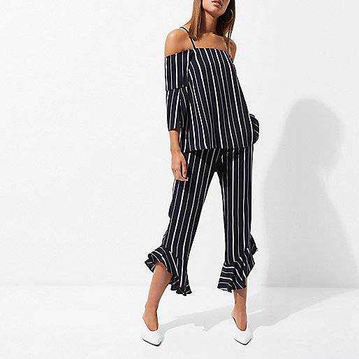 river island shoes wide fit,Shop jacques-vertuk Navy stripe bardot top Bardot / Cold Shoulder Tops Tops women