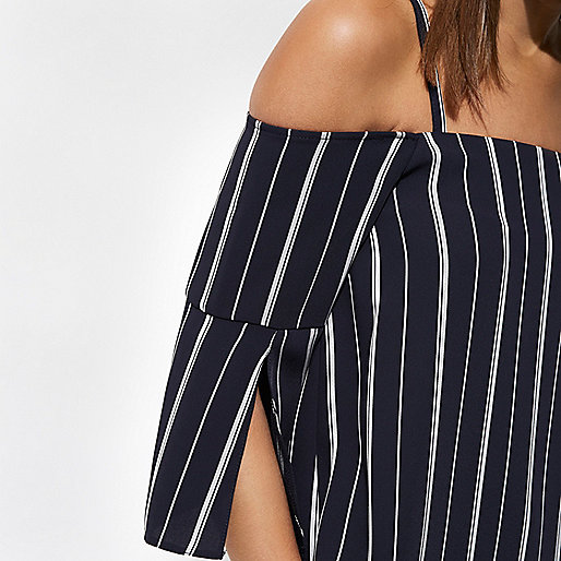 river island shoes wide fit,Shop jacques-vertuk Navy stripe bardot top Bardot / Cold Shoulder Tops Tops women