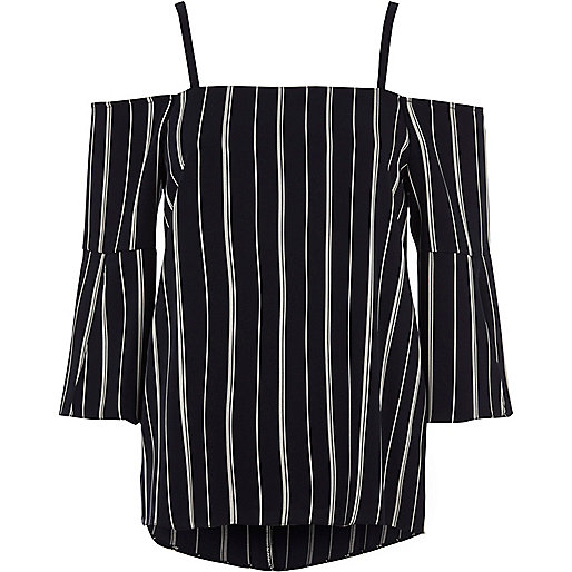 river island shoes wide fit,Shop jacques-vertuk Navy stripe bardot top Bardot / Cold Shoulder Tops Tops women