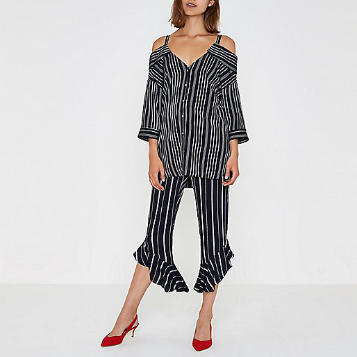 river island graffiti bag,jacques-vertuk Dressing Gown Navy stripe deconstructed cold shoulder shirt Bardot / Cold Shoulder Tops Tops women