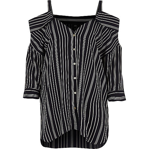 river island graffiti bag,jacques-vertuk Dressing Gown Navy stripe deconstructed cold shoulder shirt Bardot / Cold Shoulder Tops Tops women