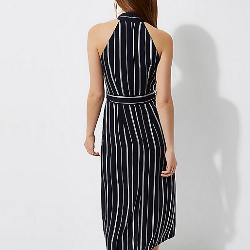 river island ladies ankle boots sale,jacques-vertuk UK Sale Navy stripe high neck waisted midi dress women 707551