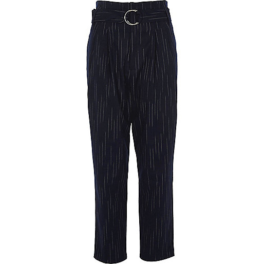 jacques-vertuk Navy stripe high waisted tapered pants 708247 women Trousers Tapered Trousers