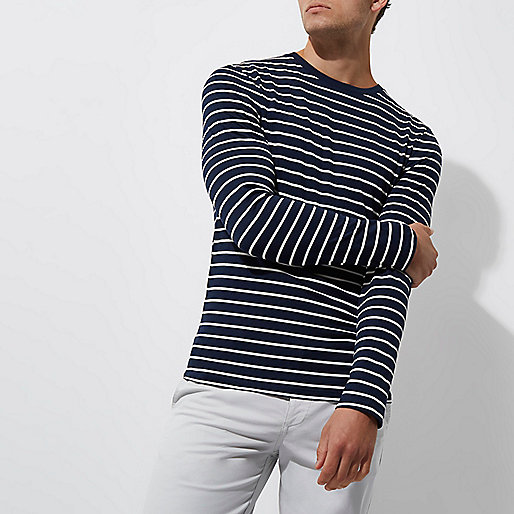 river island white t shirt,jacques-vertuk Online Application Navy stripe muscle fit long sleeve T-shirt Long Sleeve T-Shirts T-Shirts / Tanks men