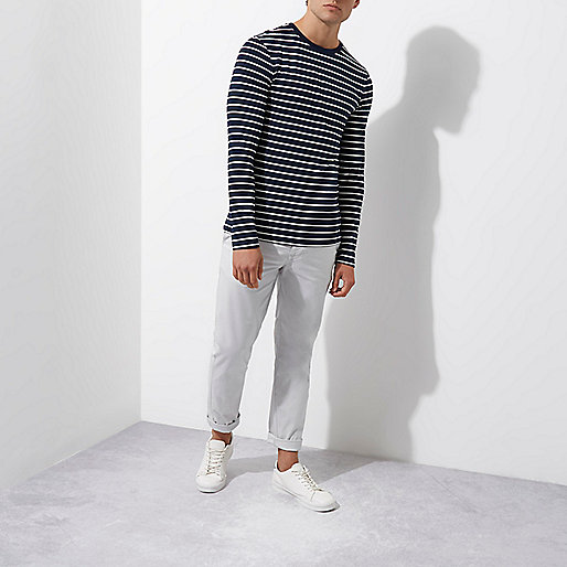 river island white t shirt,jacques-vertuk Online Application Navy stripe muscle fit long sleeve T-shirt Long Sleeve T-Shirts T-Shirts / Tanks men