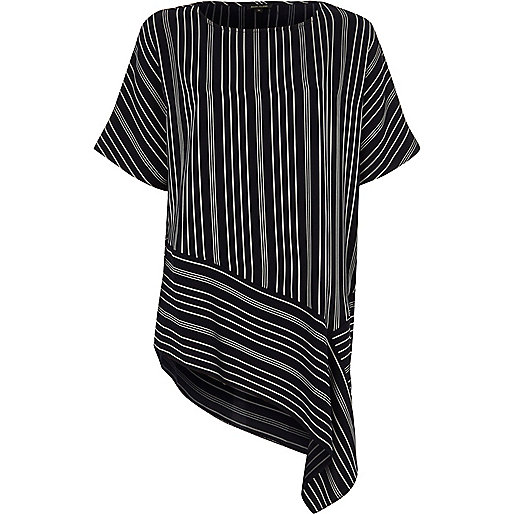 river island feather bag,jacques-vertuk South Africa Navy stripe print asymmetric hem T-shirt women 709271