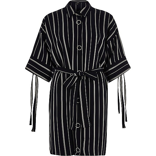 river island black diamante dress,Where Can I Buy jacques-vertuk Clothes Navy stripe print eyelet shirt dress Shirt Dresses Dresses women