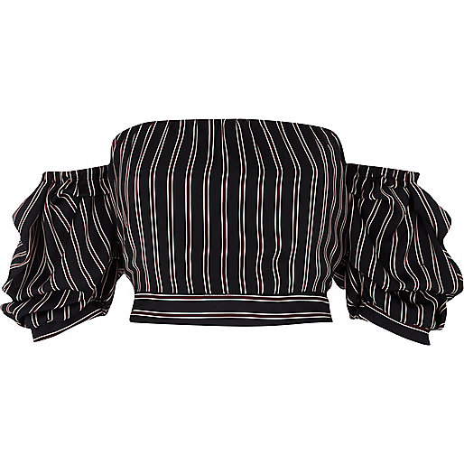 nhs river island discount,jacques-vertuk South Africa Navy stripe puff sleeve bardot crop top women 710415