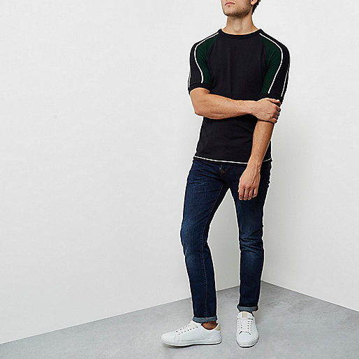 river island mens jeans,What Is jacques-vertuk Navy stripe sleeve T-shirt T-Shirts / Tanks Sale men