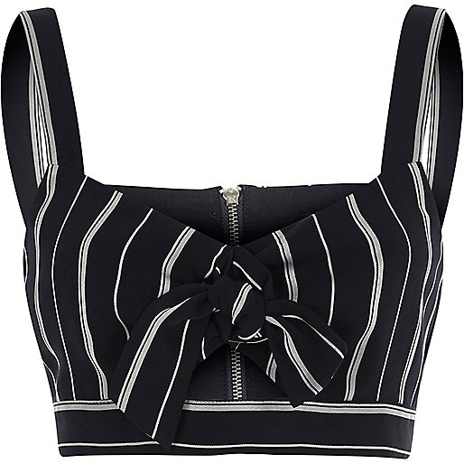 river island womens new in,jacques-vertuk Outlet Navy stripe tie front crop top women 709264