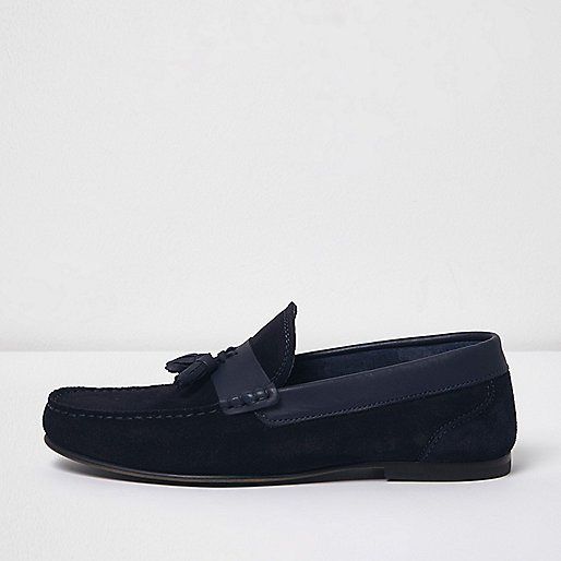 jacques-vertuk Navy suede tassel loafers 303345 men Shoes / Boots Shoes