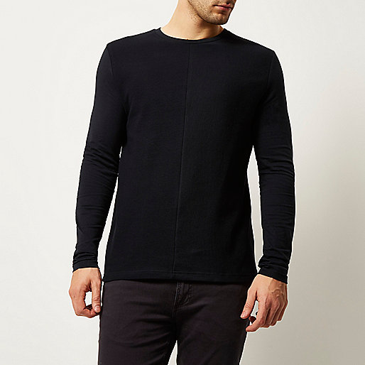 river island derbion,jacques-vertuk Shops Near Me Navy textured block sweatshirt T-Shirts / Tanks Sale men