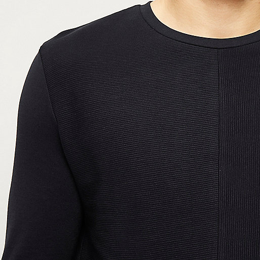 river island derbion,jacques-vertuk Shops Near Me Navy textured block sweatshirt T-Shirts / Tanks Sale men