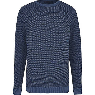 jacques-vertuk Navy textured knit slim fit sweater 300814 men Jumpers / Cardigans