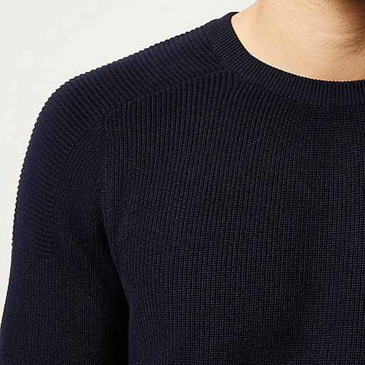 river island arnison centre,jacques-vertuk Outlet Navy textured knitted crew neck sweater men 290953