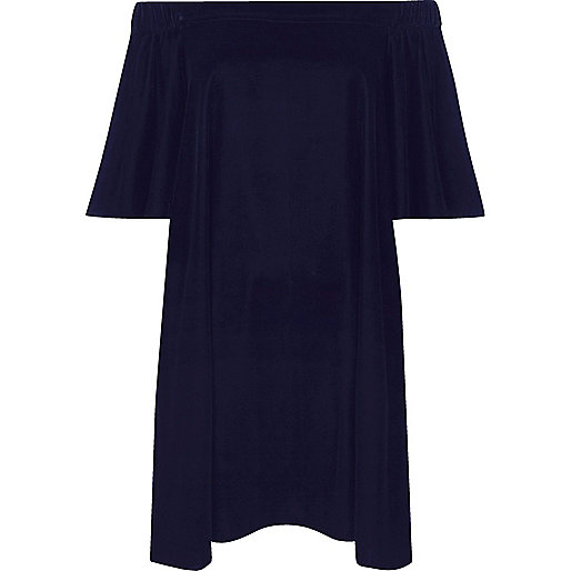 jacques-vertuk Navy velvet bardot swing dress 695586 women Dresses