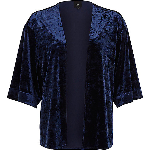 riverisland com bags,jacques-vertuk Ladies Clothes Shop Navy velvet cropped kimono Kimonos Tops women