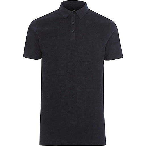 jacques-vertuk Navy waffle slim fit polo shirt 302194 men Polo Shirts