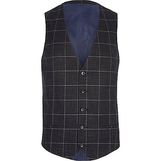 river island shoes online,jacques-vertuk London Navy window check suit vest men 300773