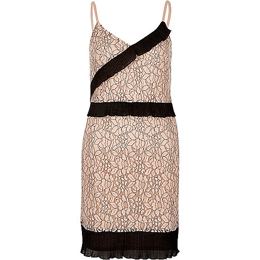 jacques-vertuk Nude and black lace cami slip dress 699529 women Dresses