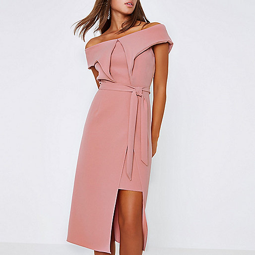 river island sale flat sandals,Rive4 Island Nude bardot tie waist midi dress Swing Dresses Dresses women