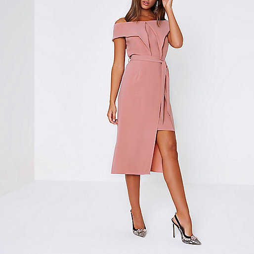 river island sale flat sandals,Rive4 Island Nude bardot tie waist midi dress Swing Dresses Dresses women