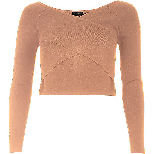 brown cross body bag river island,Stockists Of jacques-vertuk Nude bardot wrap crop top Tops Sale women