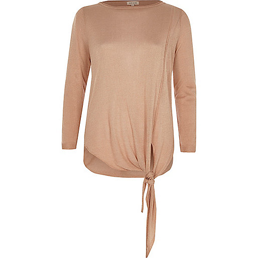 jacques-vertuk Nude knit tie side top 701421 women RI Limited Edition