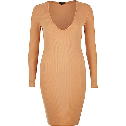 river island tan brogues,jacques-vertuk Clothing Co Ltd Nude ribbed plunge dress Dresses Sale women