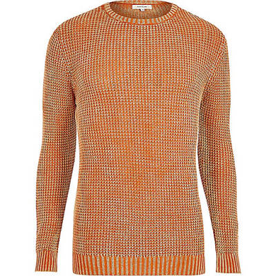 jacques-vertuk Orange acid wash slim fit knit sweater 300677 men Jumpers / Cardigans